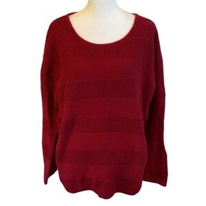 Banana Republic Factory crew neck sweater. Size L. Red patterned striped.